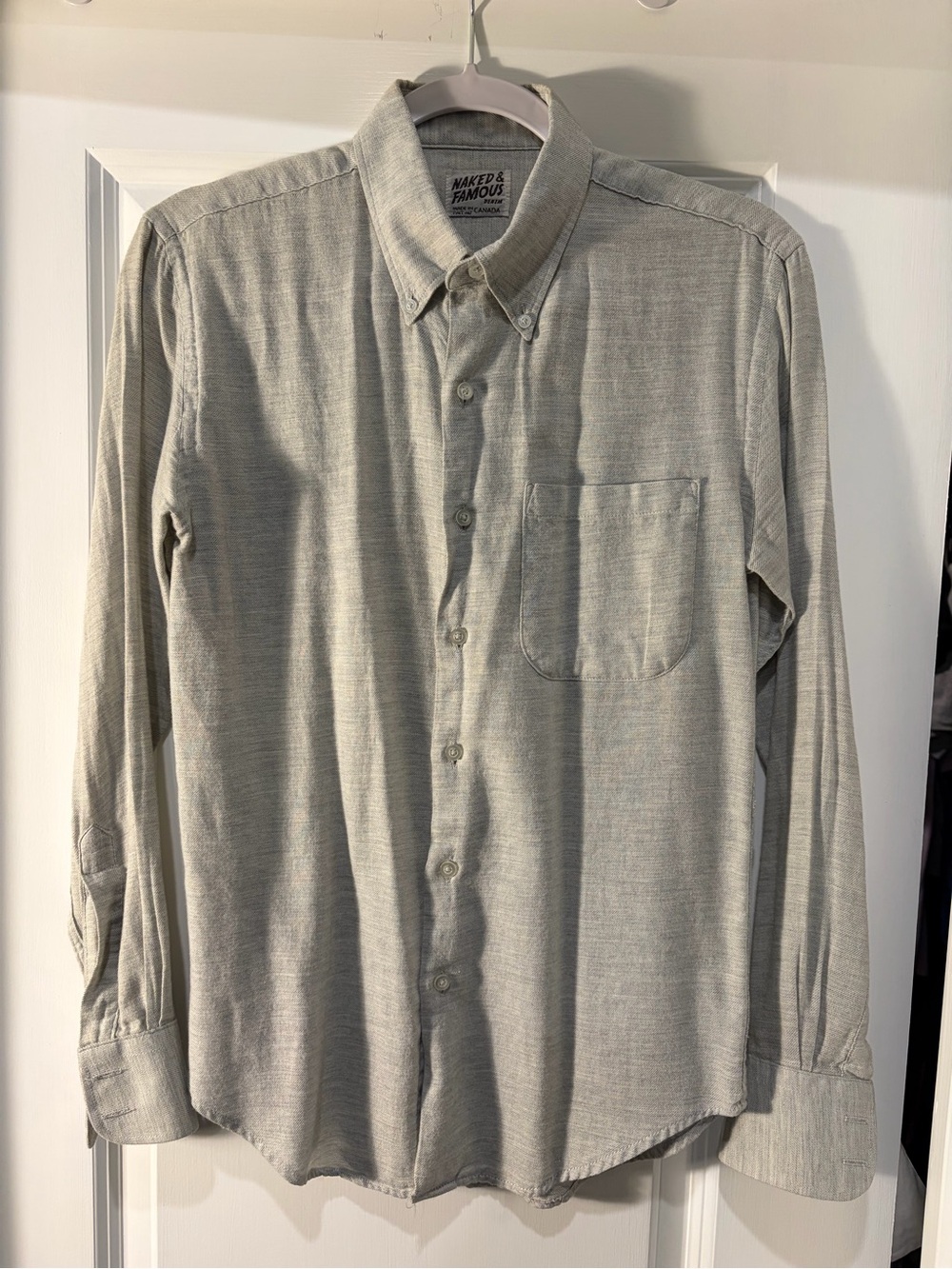 Naked & Famous Men’s Gently-Worn Light Heather Gray Size S Cotton Button-Down